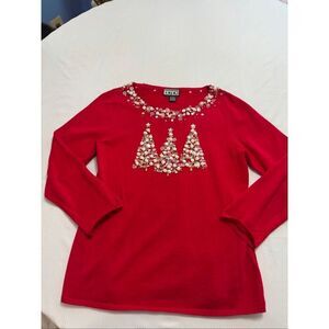 Berek Women’s Red Embellished Christmas Sweater Size Large